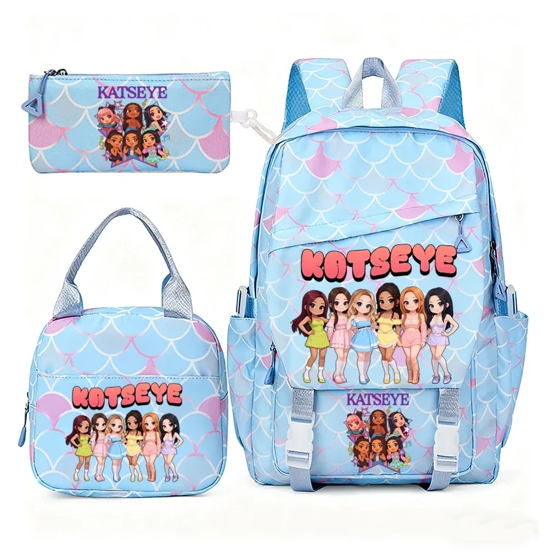 katseye musique sacs à dos pour filles garçons 3 pièces voyage haute capacité étudiants sacs d'école couleur fraîche ordinateur portable mochilas yk2