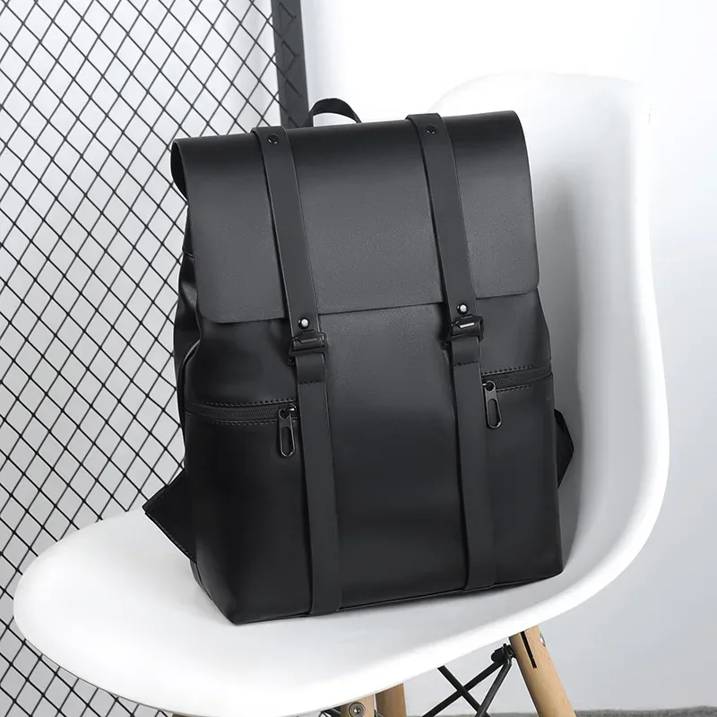 sacs à dos en cuir pour ordinateur portable pour hommes, sacs d'école, pu, voyage, loisirs, grande capacité, sac à dos étanche pour étudiants