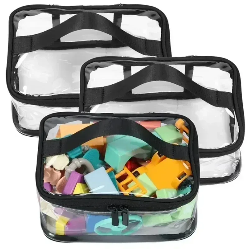 sac en pvc imperméable épais, extra large, transparent, pour rangement, organisateur portable, cosmétiques, jouets unisexes, voyage, pochette transparente réutilisable