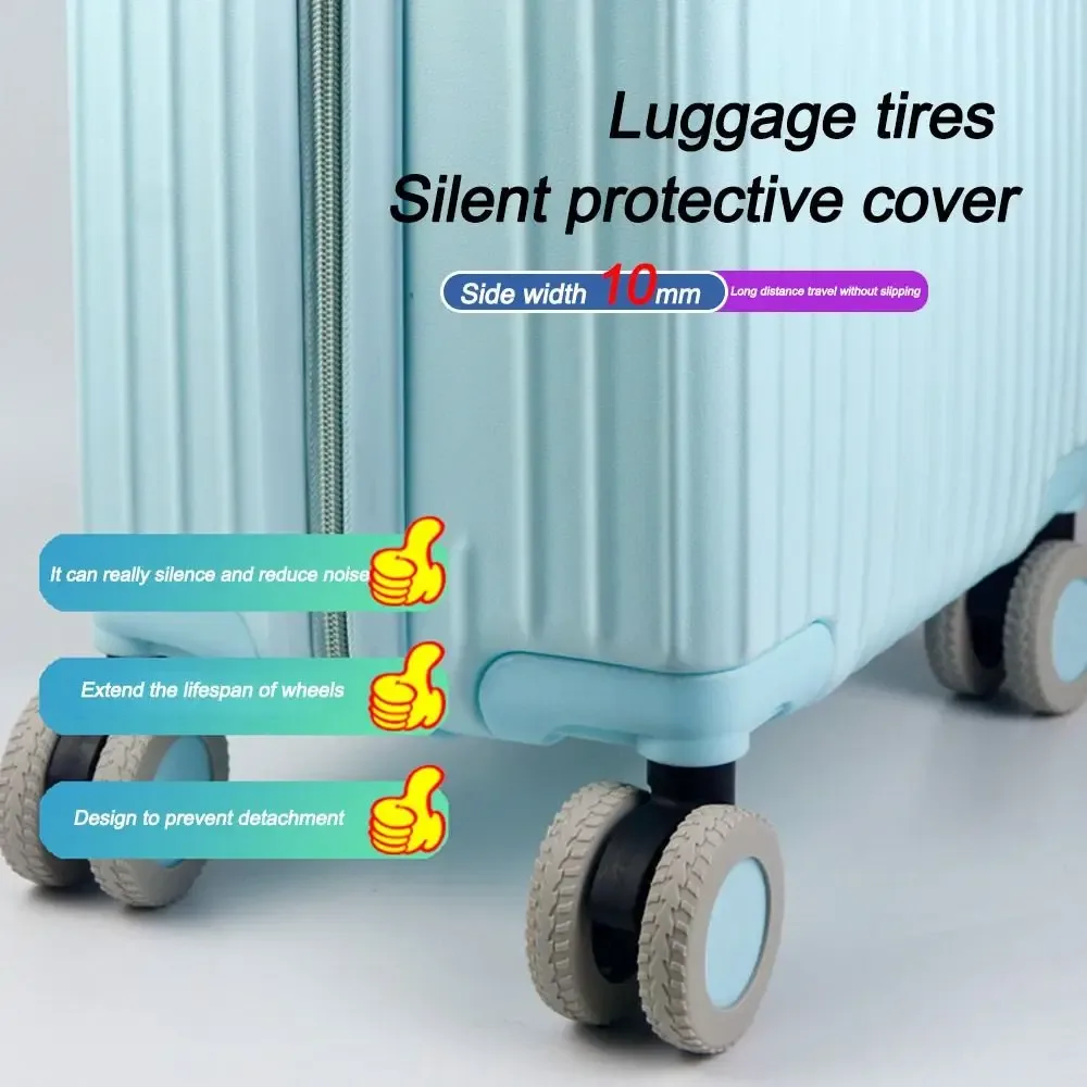 8 pièces bagages de voyage roulettes chaussures roue universelle son silencieux valise roues protection couverture chariot boîte roulettes couverture
