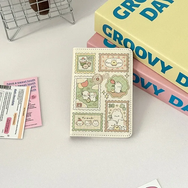 porte-passeport en cuir pu, lapin de dessin animé, multi-fonction, pince à cartes, portefeuille, étanche, léger, couverture de passeport, voyage en plein air