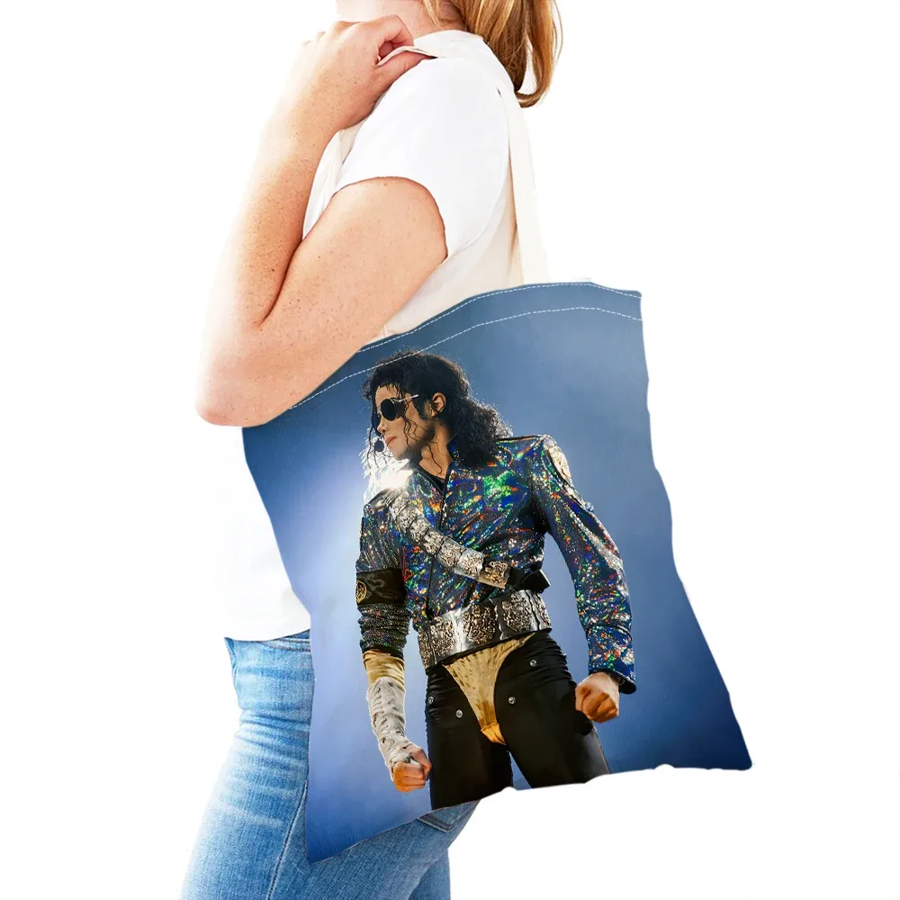 michael jackson – sac de shopping pour femmes, double impression, sacs de shopping super star lady, sac à main design, sac fourre-tout écologique, portable et pratique