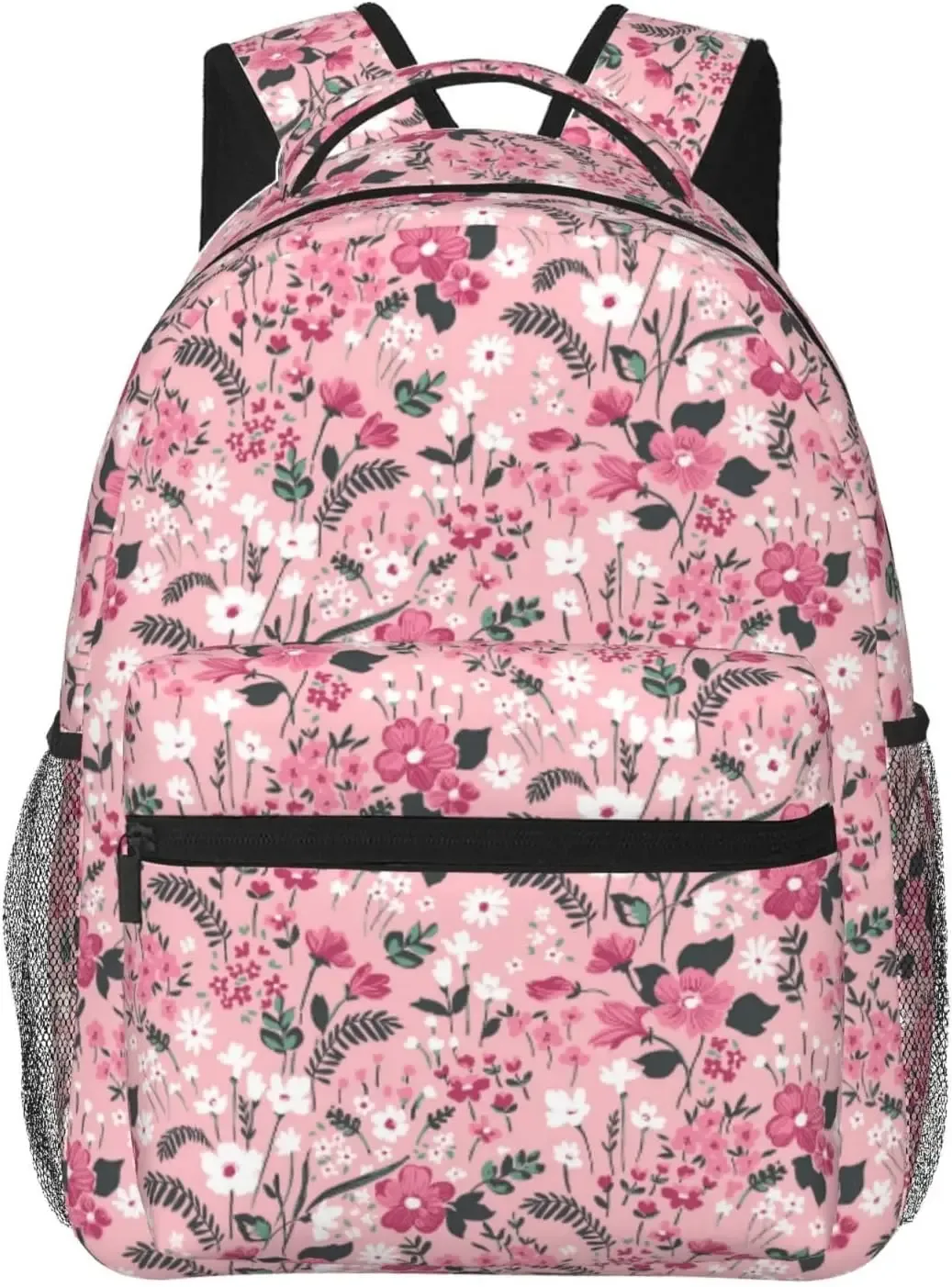 sac à dos léger à motif de fleurs roses pour ordinateur portable, cartable universitaire, sac de jour décontracté, sac de voyage, hommes et femmes