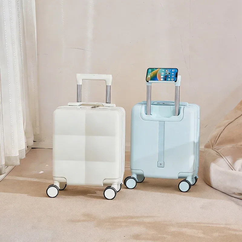 petite valise de cabine de 14 pouces, légère, en matériau abs, avec roulettes pivotantes à 360°, ouverture à fermeture éclair, imperméable et résistante aux rayures