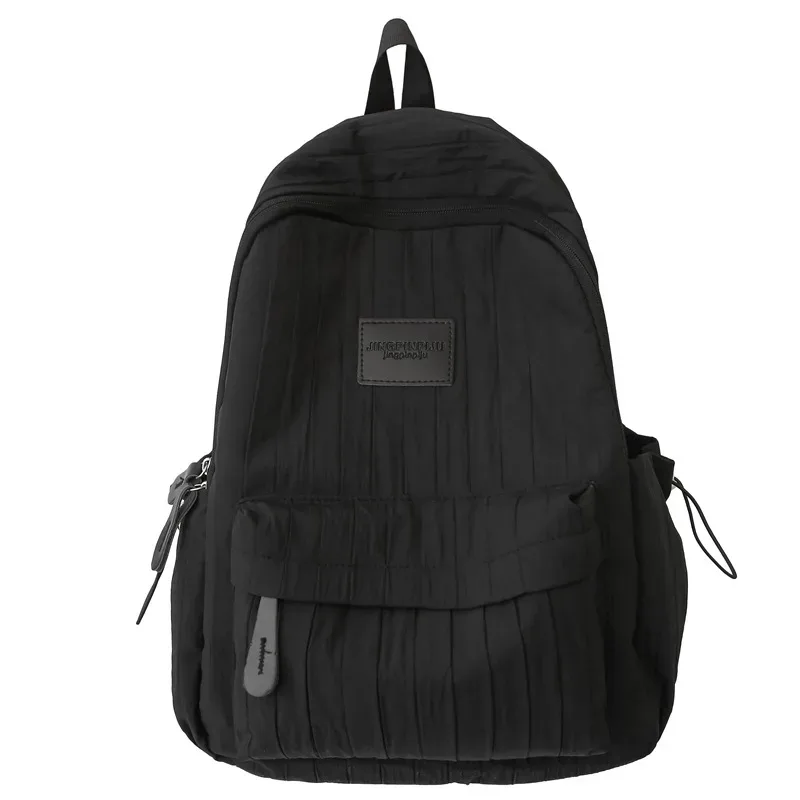 cartable d'étudiant fille léger en nylon rayé grande capacité sac à dos étanche frais sac de voyage porté à la main