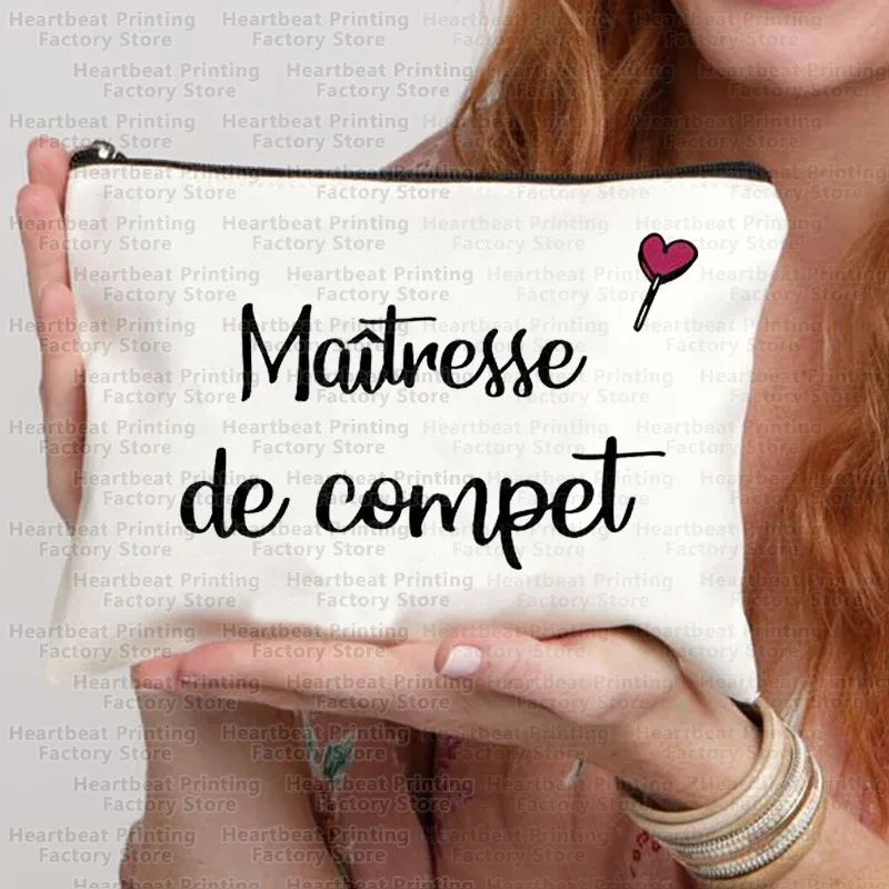 sac à cosmétiques de voyage imprimé français merci maîtresse, sac à rouge à lèvres, trousse à crayons, pochette pour femmes, cadeau de rentrée scolaire