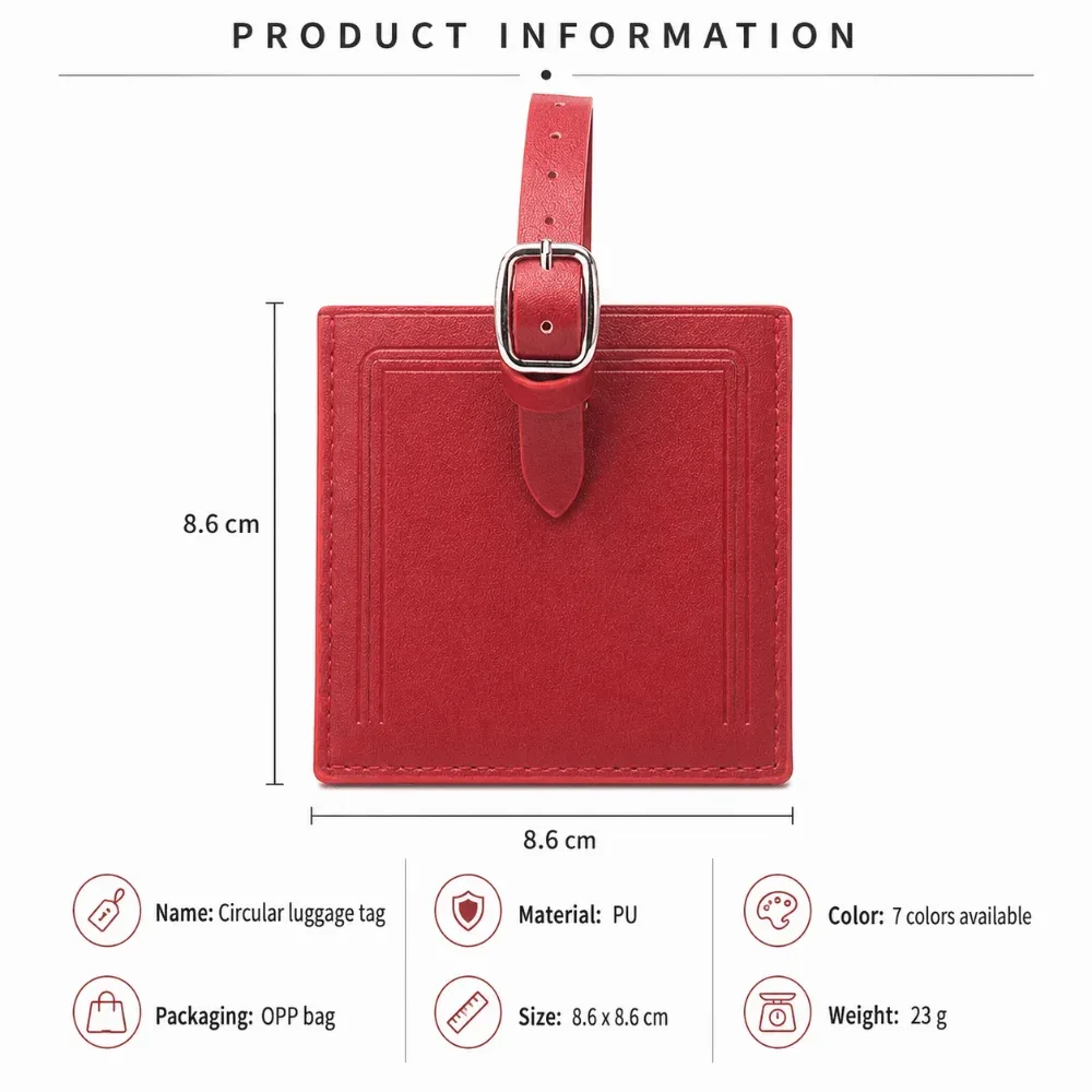 étiquettes de bagages carrées en cuir, étiquettes de voyage portables universelles avec signature, étiquette d'adresse pour bagages en papier pour hommes et femmes