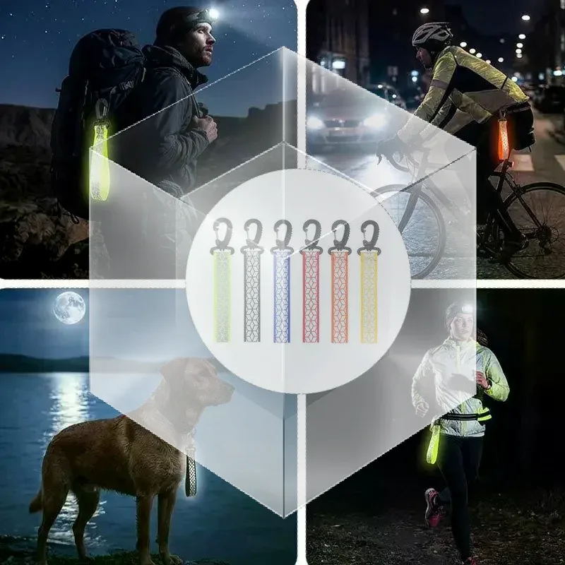 sangles de sécurité réfléchissantes haute visibilité, 2 pièces, avec clips mousquetons robustes, pour sac à dos de cyclisme et de randonnée