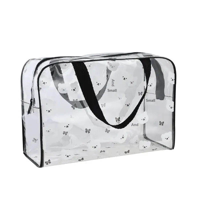 1 sac à cosmétiques imprimé en pvc, sac de rangement portable pour cosmétiques, sac à cosmétiques de voyage transparent de grande capacité