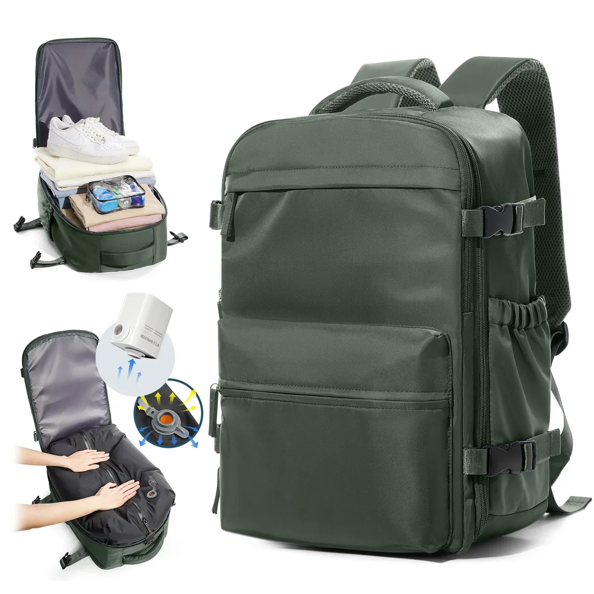 sac à dos de voyage sous vide pour hommes, sac à dos de grande capacité, sac à dos pour ordinateur portable, sac à dos extensible pour femmes et hommes, sac d'école