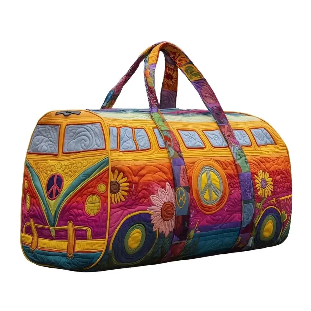 sac de voyage matelassé en coton, style bohème hippie, imprimé, sac de yoga, motif champignon 3d, sacs de nuit pour voyage
