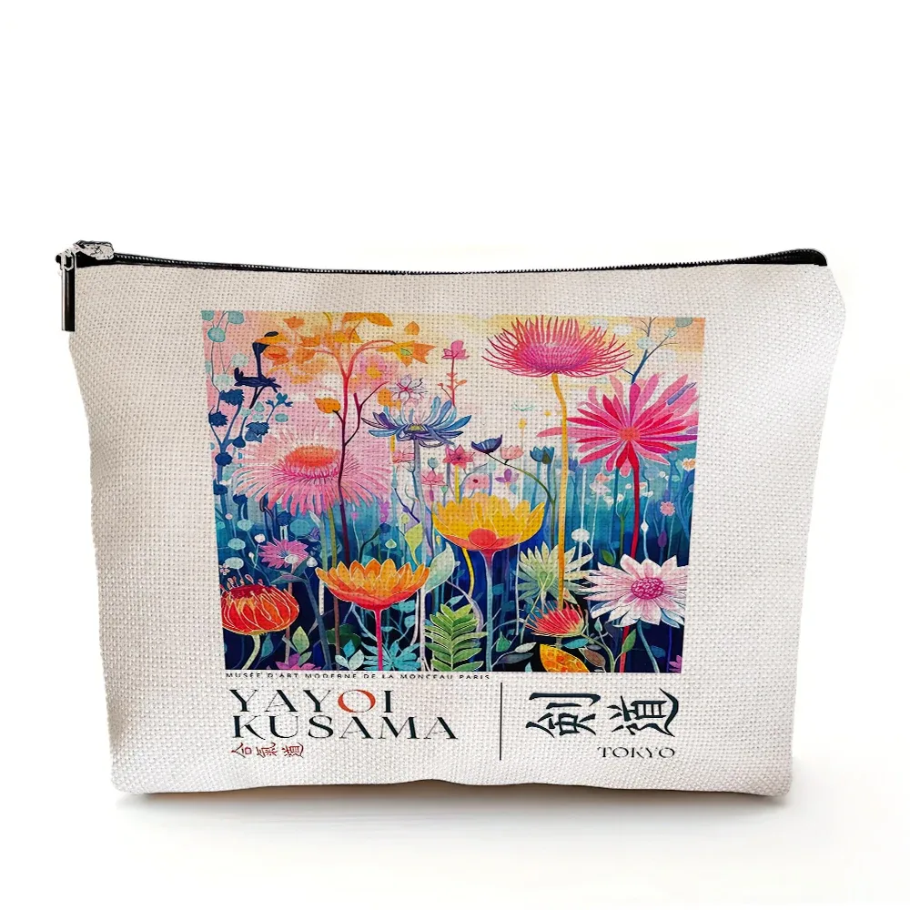 yayoi kusama dame sac à main de mariage sacs de maquillage art japonais fille sac cosmétique double impression femmes organisateur de voyage portefeuille enfant