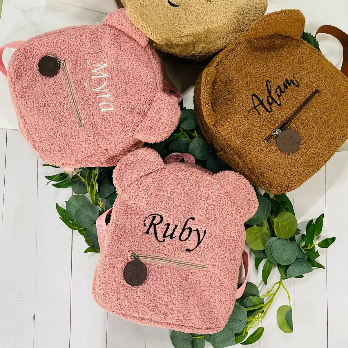 sac à dos brodé personnalisé pour tout-petits, sac léger en peluche ours pour enfants, sac à dos avec nom personnalisé, cadeau pour garçons, filles et dames