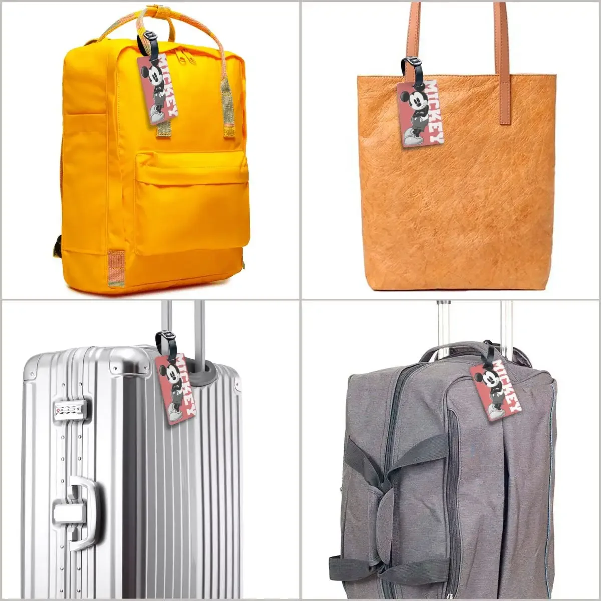 étiquette de bagage personnalisée m-mouse pour valises, étiquettes de bagage mignonnes de dessins animés, étiquette d'identification avec couverture de confidentialité