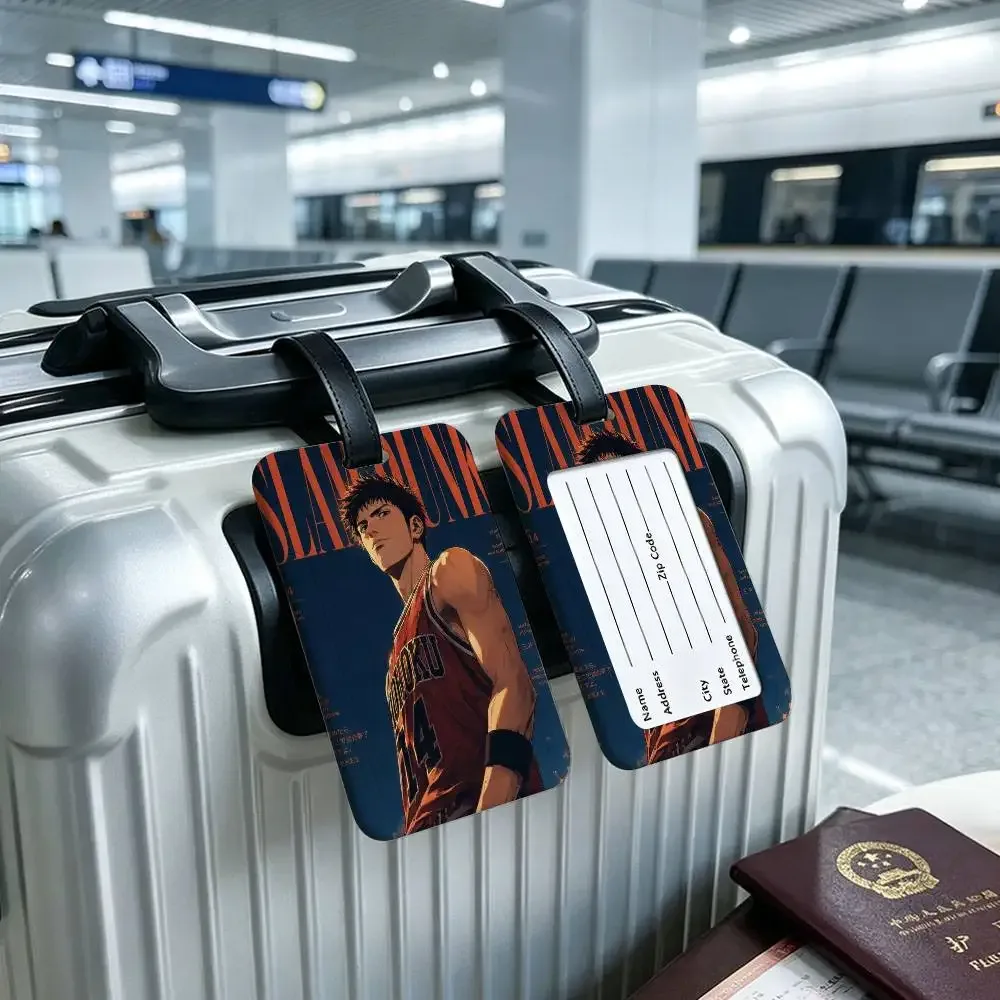 étiquette de bagage en pvc anti-perte avec motif de dessin animé japonais s-slams d-dunk, étui de protection imperméable pour carte d'information, pour valise et sac à main