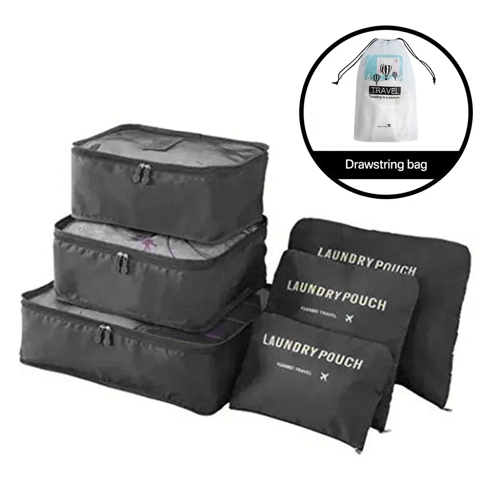 8/6 pièces ensemble sac de rangement de voyage grande capacité bagages vêtements tri organisateur valise pochette étui essentiels chaussures emballage cube