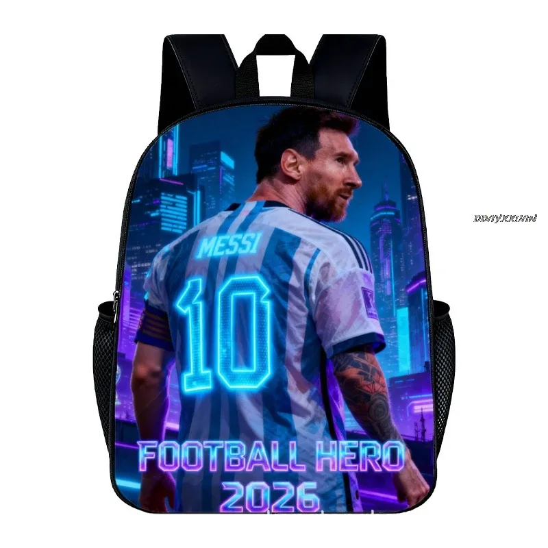 sac à dos messi hedgehog shadow pour l'école primaire, sac à dos de dessin animé, sac à dos à double bandoulière, cadeau pour enfants