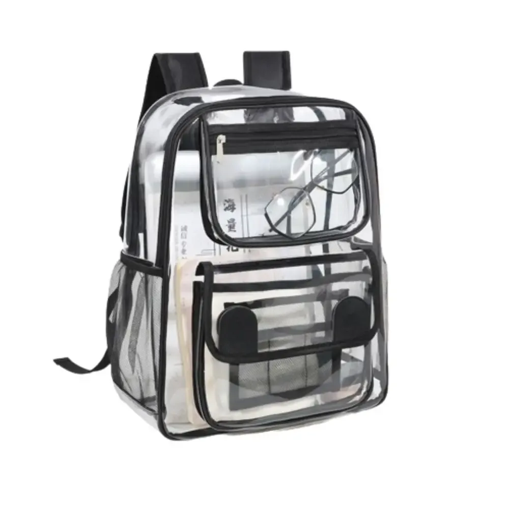sac à dos transparent de grande capacité à la mode, sac à dos portable en pvc avec fermeture éclair, sac de sport extérieur visible et étanche pour le fitness