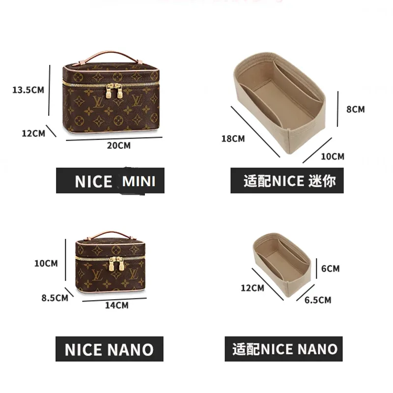 【sac intérieur uniquement】insert d'organisation pour sac lv nice mini nano bb, organisateur, séparateur, protecteur, compartiment, doublure intérieure