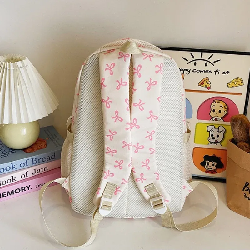 3 pièces/ensemble mode coréenne nœud imprimé femmes mode sac à dos léger simple étudiant sac d'école sangle réglable voyage sac à dos