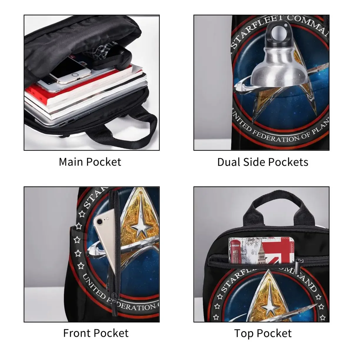 sac à dos pour étudiants, série télévisée de science-fiction star treks, sac d'école, sac à dos de randonnée, sac de voyage pour hommes et femmes, sac à bandoulière