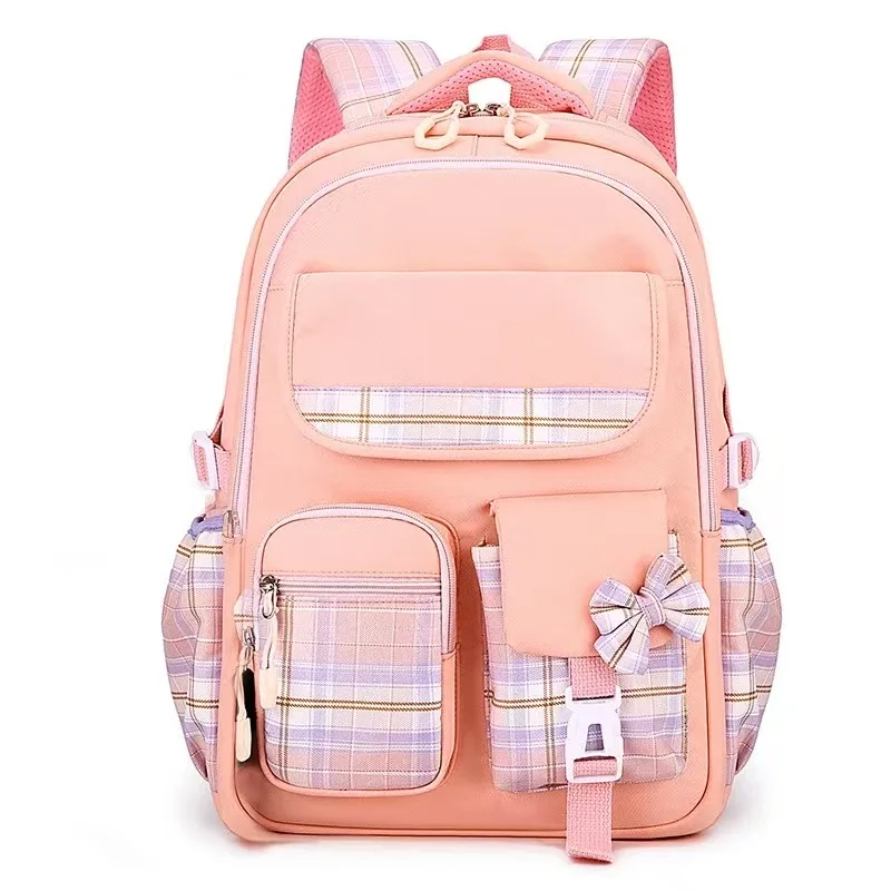 2025 nouveau sac à dos étudiant, sac à dos de fille mignonne de dessin animé, sac à dos léger multi-poches de réduction de charge