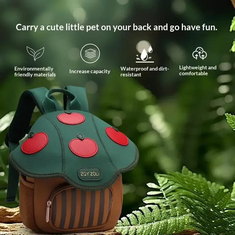 sac à dos mignon en forme de champignon pour enfant, sac à dos imperméable pour tout-petits, sac d'école à bretelles réglables pour voyage en plein air, maternelle