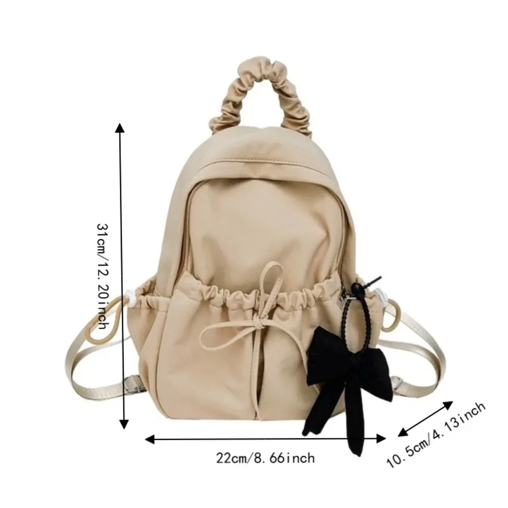 sac à dos en nylon pour étudiants avec cordon de serrage, bretelles réglables, design plissé, sac de voyage léger et de grande capacité