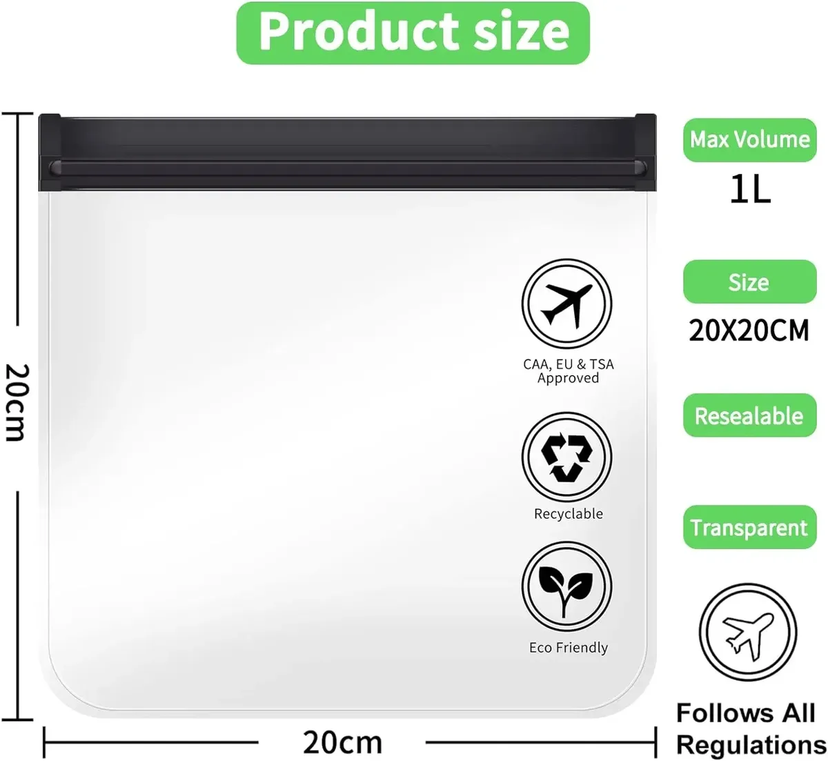 1 sac de toilette transparent, essentiels de voyage portables, sac cosmétique en eva refermable et étanche aux fuites pour maquillage liquide en avion