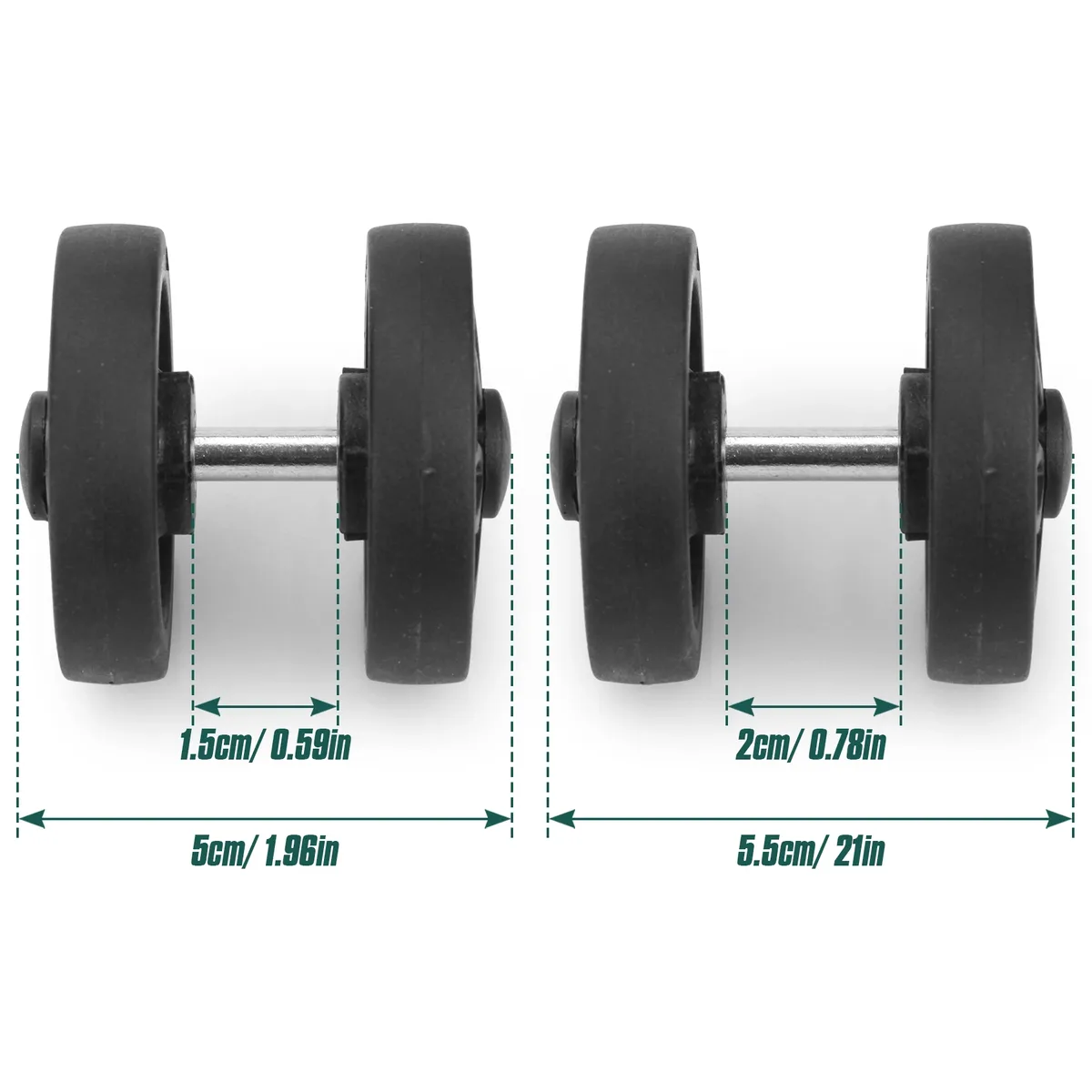 4 roulettes de rechange noires de 50 mm pour valise de voyage avec vis, roulettes en plastique pour bagages, kits de réparation de roulettes de chariot