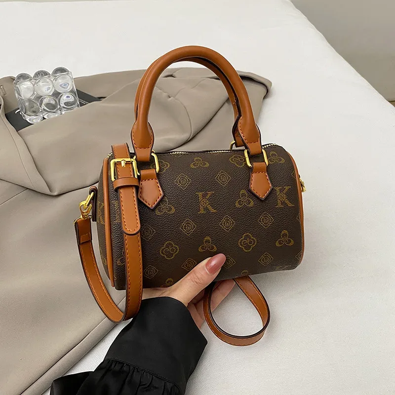 nouveau sac boston pour femme, style classique, motif floral, sac à bandoulière, sac à main en cuir souple, petit sac carré, usage quotidien