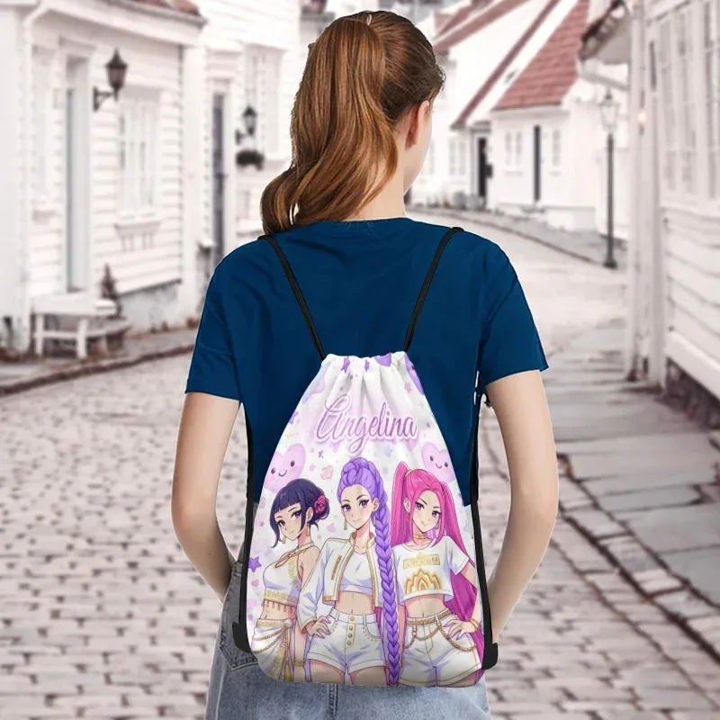 sac à dos à cordon personnalisé avec nom et texte, sac de sport léger, sac de voyage, sac de rangement pour femmes, hommes et enfants