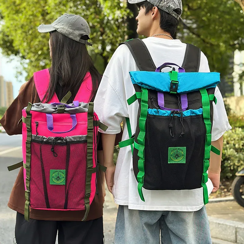 sac à dos de voyage multifonction en plein air, camping, randonnée, grande capacité, étanche, pliable, sac d'école à roulettes