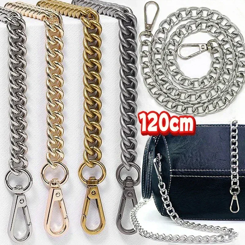 chaîne de sac en métal et aluminium de 120cm, pièces de rechange, accessoires pour sac à main à bandoulière tissé à la main, bricolage, sangles détachables faites à la main