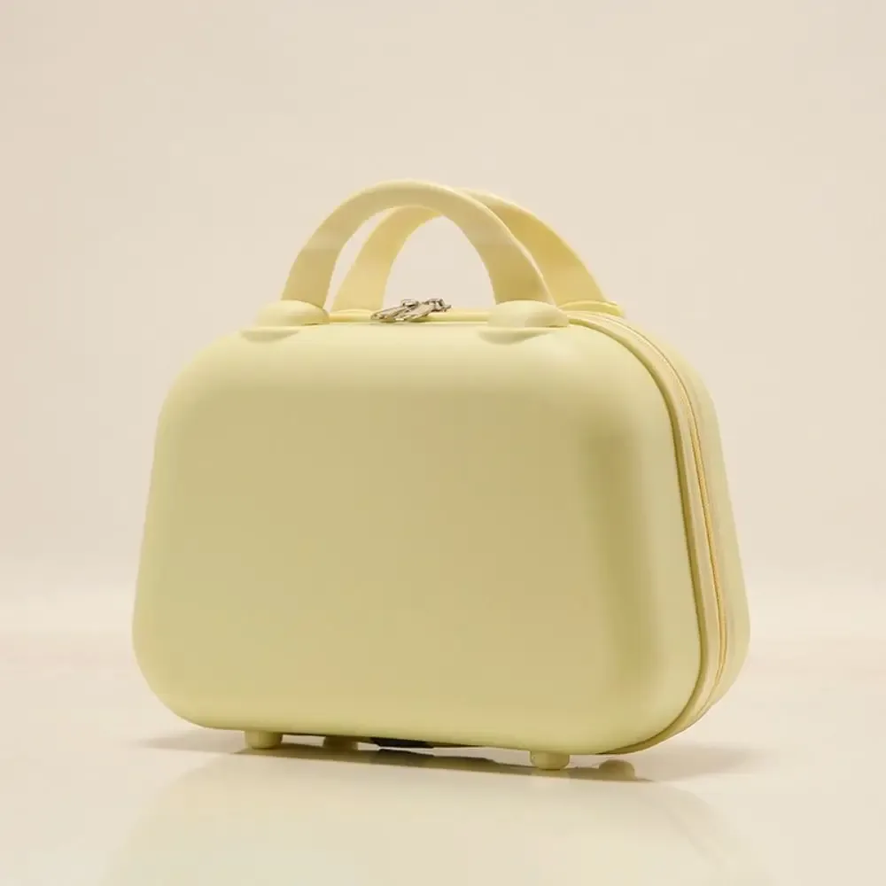 boîte de rangement pour articles de toilette, valise de couleur unie, grande capacité, boîte carrée de 14 pouces, étuis à cosmétiques à fermeture éclair, trousse de maquillage portable pour femmes