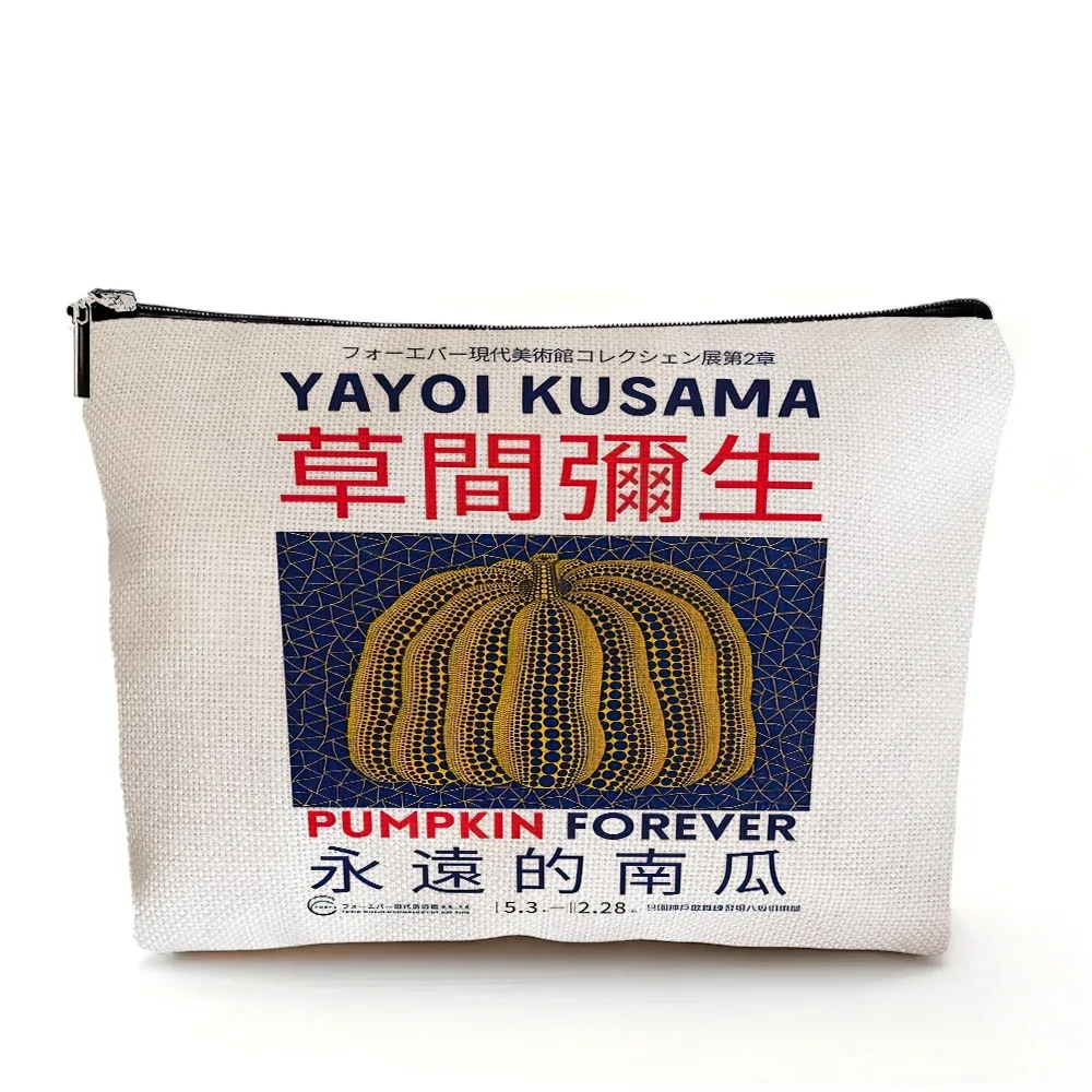 yayoi kusama pochette de maquillage japonais pop art à pois art design floral étui à cosmétiques mode dame beauté sac de rangement à la mode