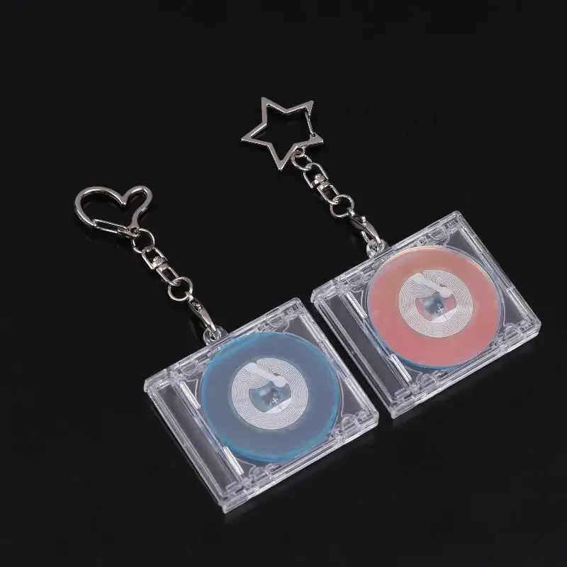 1 ensemble mini nfc fonctionnel lecteur de disque cd forme étui porte-clés périphérique album commémoratif porte-clés pour bricolage sac à dos pendentif
