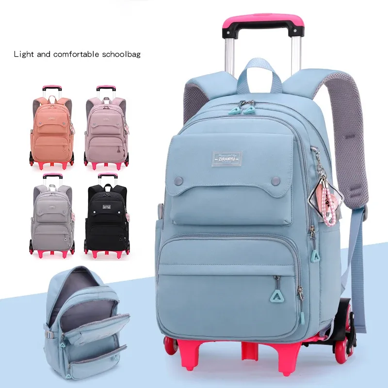 NOUVEAU Sac à Dos Scolaire à Roulettes pour Enfants, Sac à Dos à Roulettes pour Filles, Sac à Dos à Roulettes Multifonctionnel