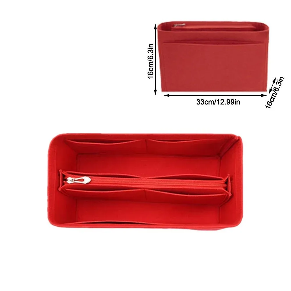sac d'insertion en feutre multi-poches avec fermeture éclair, organisateur de sac à main grande capacité, sac intérieur pour lv speedy25/30/35/gentlewoman