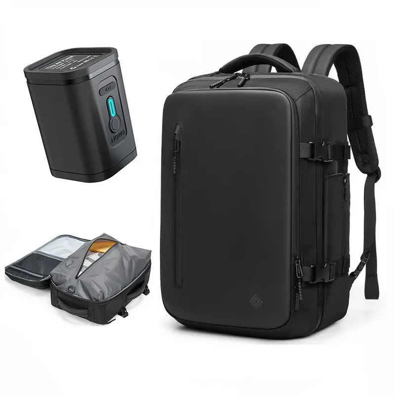 Sac à dos de voyage pour homme, sac à dos de compression sous vide, sac à dos pour ordinateur portable 16 pouces, sac à dos imperméable pour l'école, la randonnée en plein air, pour pompes
