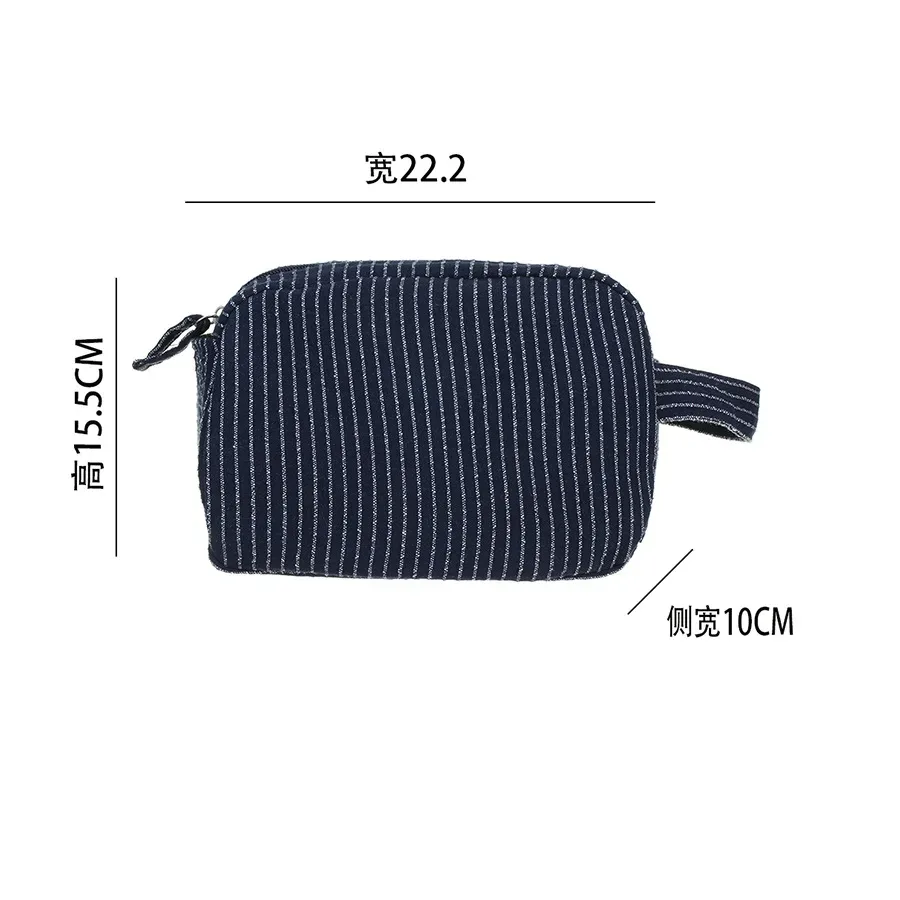 sac à cosmétiques en toile rayée, grande capacité, pochette de rangement pour articles de toilette de voyage en plein air, sac de rangement de voyage portable, 1 pièce