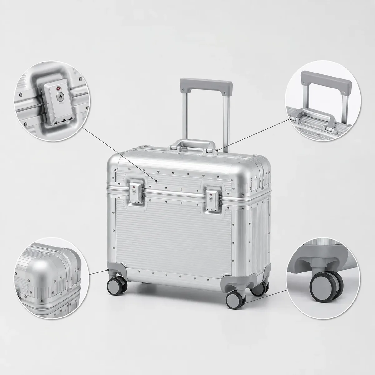 valise à roulettes bunnyfly 20 pouces avec cadre en aluminium, poignée rigide, serrure tsa, petite valise cabine pour appareil photo et photographie