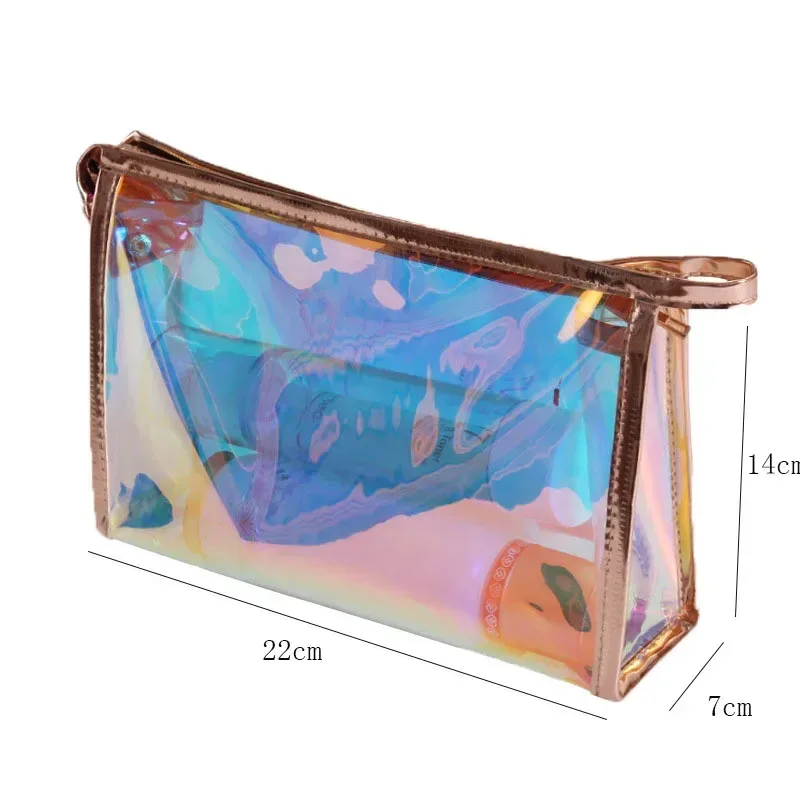 sacs de maquillage transparents, jolie mode, sac à cosmétiques de voyage laser, sacs à brosses de toilette, organisateur, étui nécessaire, boîte de maquillage de lavage