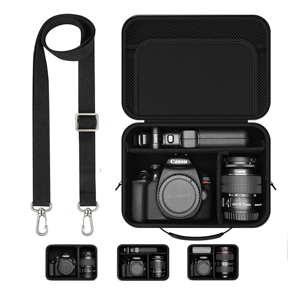 Étui pour appareil photo pour Canon EOS Rebel T7/R50/R100 et plus d'appareils photo reflex numériques et sans miroir, sac de voyage portable avec séparateurs réglables