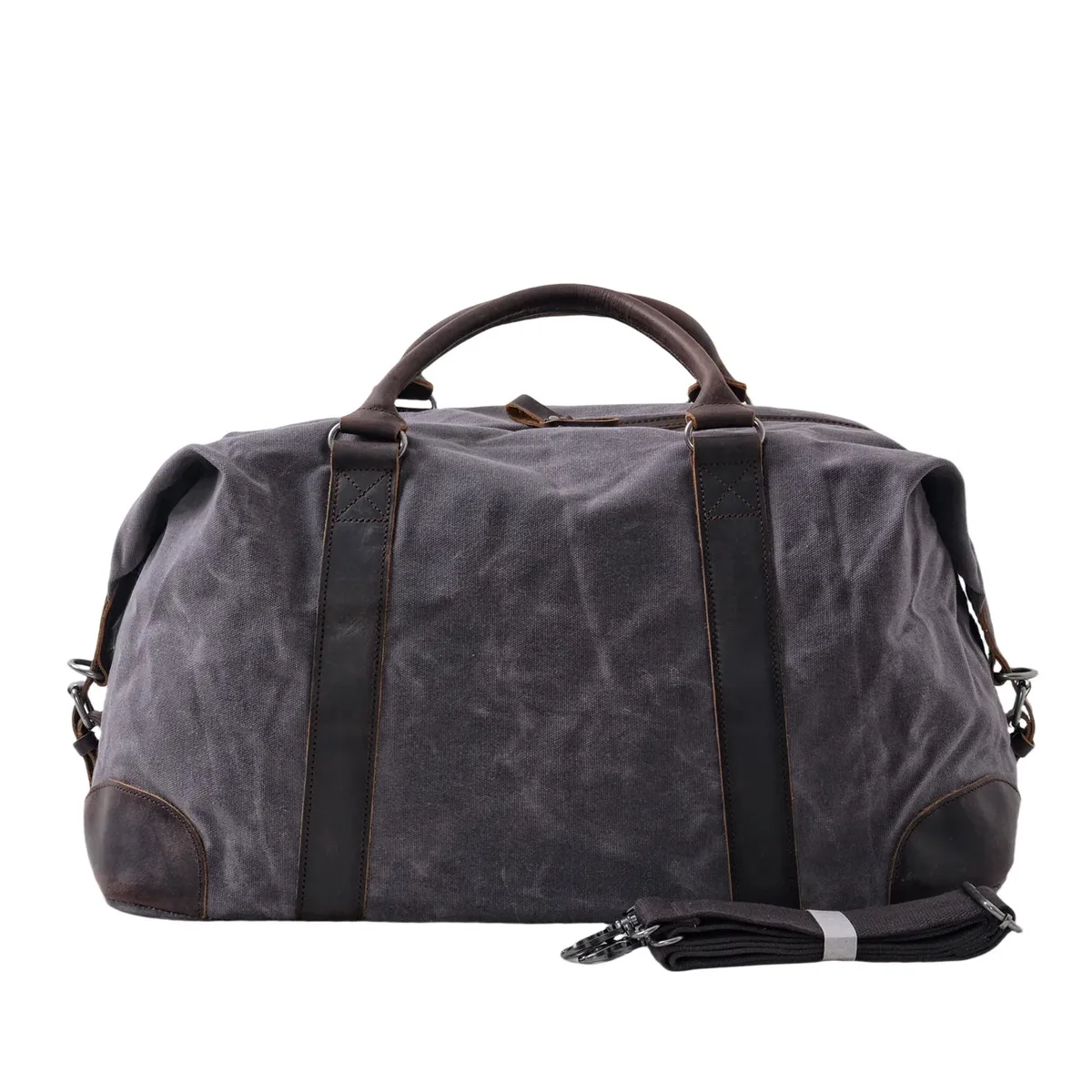 sac de voyage rétro européen et américain en toile cirée imperméable et cuir de vachette, sac de week-end grande capacité pour homme