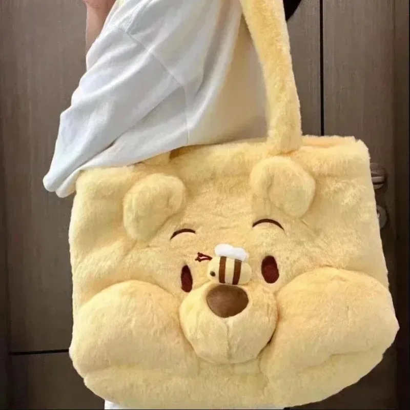 sac à bandoulière kawaii en peluche multi-styles, mignon winnie l'ourson, sac à main ours de dessin animé, gra