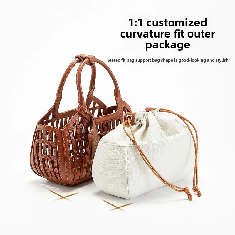 organisateur de sac creux pour panier en cuir miuuuuum s, sac de rangement en toile tissée, support de rangement, doublure intérieure, accessoires de sac