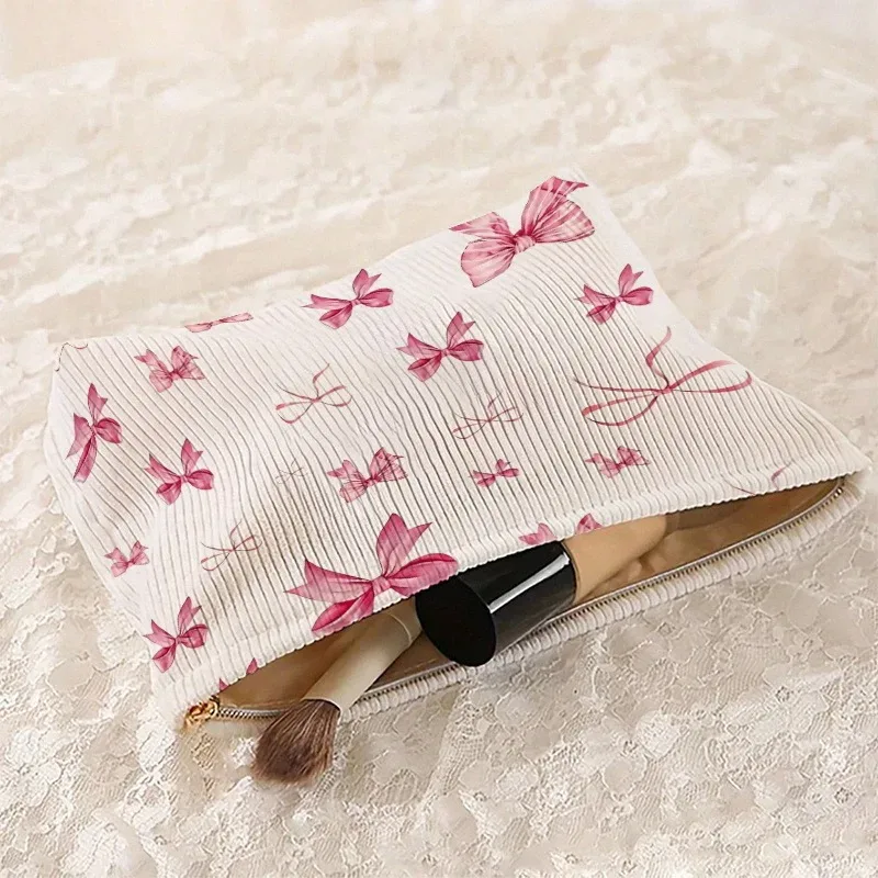 trousse de maquillage florale pour femme, organisateur de maquillage coréen brodé, pochette cosmétique de voyage, trousse de toilette en velours côtelé et toile, étui de beauté