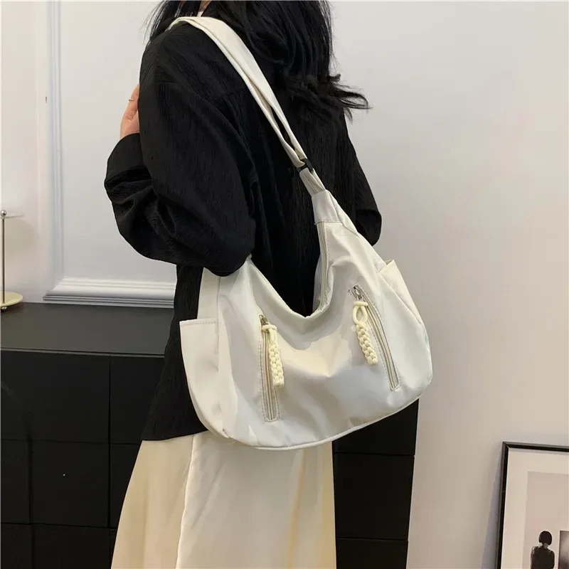 sac messager en nylon pour femmes, sacs à bandoulière croissant multi-poches, sac à bandoulière léger, fourre-tout de voyage, sac de shopping
