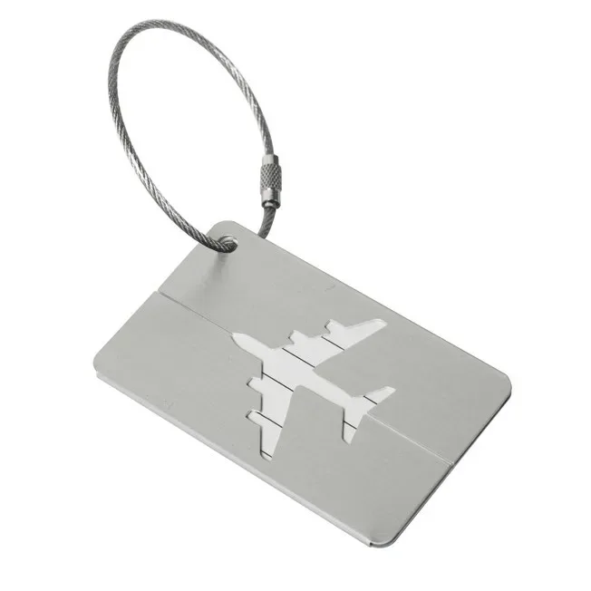 étiquette de bagage de voyage en alliage d'aluminium, étiquette de valise, étiquette d'avion avec nom, anti-perte, accessoires de voyage couleur unie